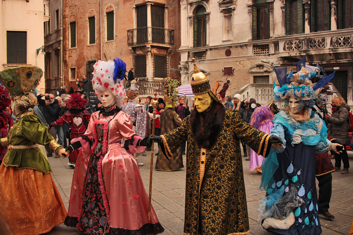 Venice carnival italy people in traditional venetian masks.jpg